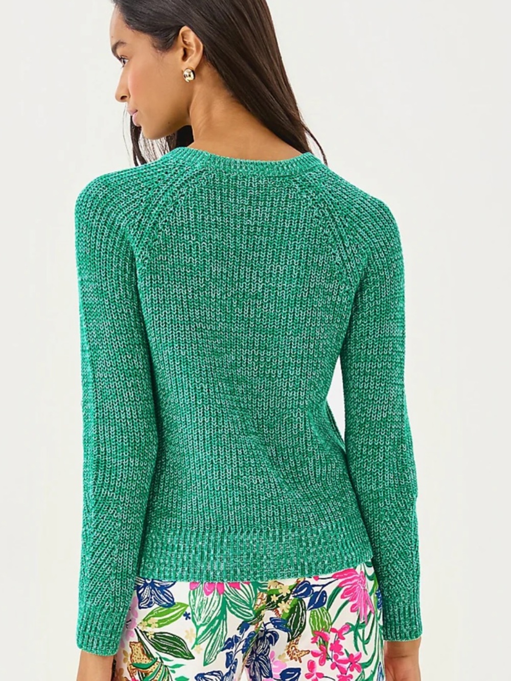 NWOT Lilly Pulitzer Belgrave Green Marled Crewneck Sweater - Picture 4 of 15